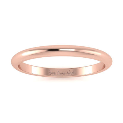 18K Rose Gold 2MM Ladies and Mens Wedding Band, Size 14.5, Free Engraving